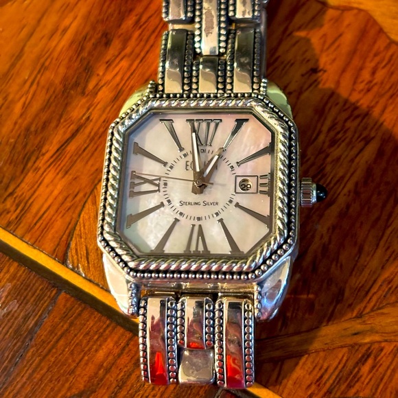 Sterling Silver Vintage Ecclissi Mother of Pearl Watch with Removable Links 34mm - Picture 2 of 6